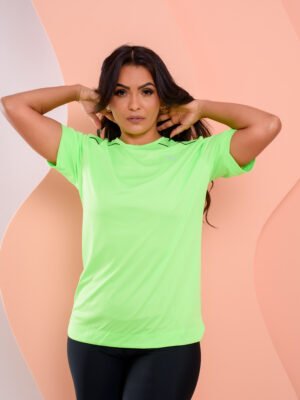 Camisa Gola Careca Feminina Dry Supremo Verde Fluor.