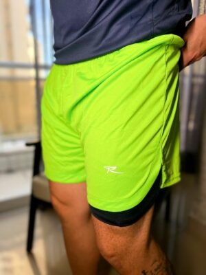Short Running Com Forro Masculino Verde Fluor.