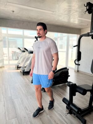 Short Running Com Forro Masculino Celeste.