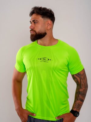 Camisa Gola Careca Masculina Verde Fluor.